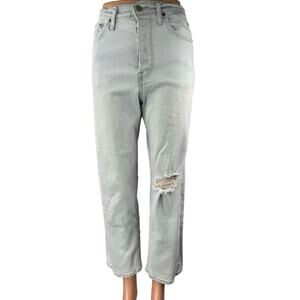Levi's Ribcage Women's Blue High Rise Distressed Straight Denim Jeans Pants 28